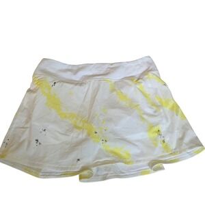 Lululemon Size 8 White Yellow Pace Rival Yellow White Skirt Athletic Tennis Golf